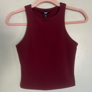 Express Body Contour High Compression High Neck Cropped Tank - Wine - XS